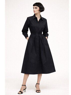 Mes Demoiselles Paris *NEW* Claudel Black Cotton Shirt Dress